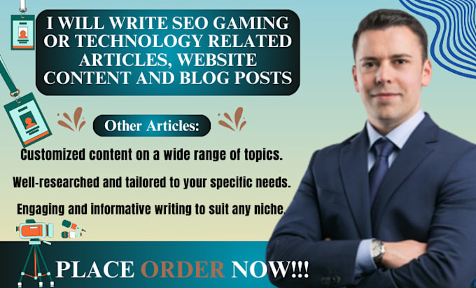 Gig Preview - Write SEO gaming or technology related articles, website content and blog posts