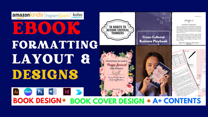 Gig Preview - Do book formatting design ebook poetry ebook indesign, designrr for amazon kdp