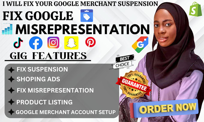 Gig Preview - Fix your google merchant center suspension and misrepresentation issues