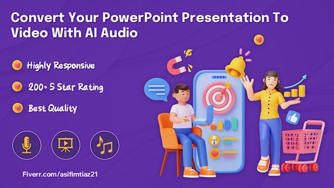 Gig Preview - Convert powerpoint presentation to video with ai voice over