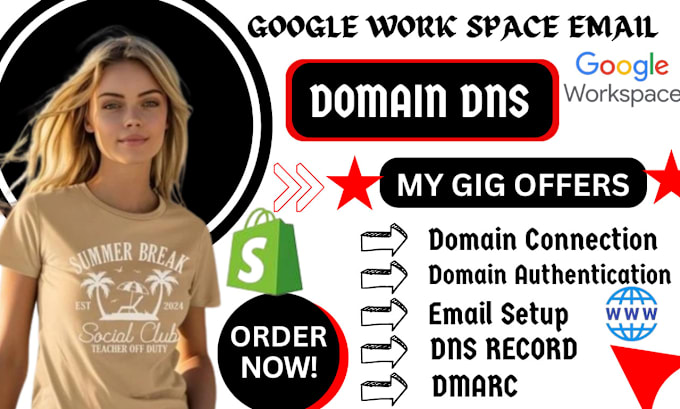 Gig Preview - Setup google workspace email, connect domain to shopify, wix, or any web hosting