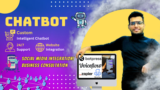 Gig Preview - Build chatbots with botpress voiceflow zapier integrations