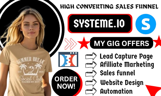 Gig Preview - Do systeme io website, systeme io sales funnel, systeme io affiliate marketing