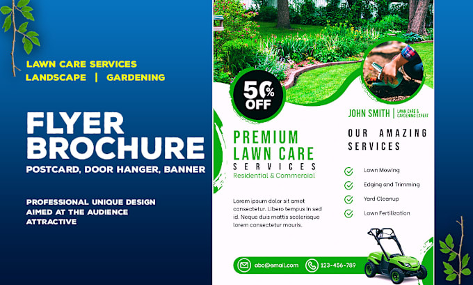 Gig Preview - Do lawn care, landscape, garden service flyer, brochure, postcard, door hanger