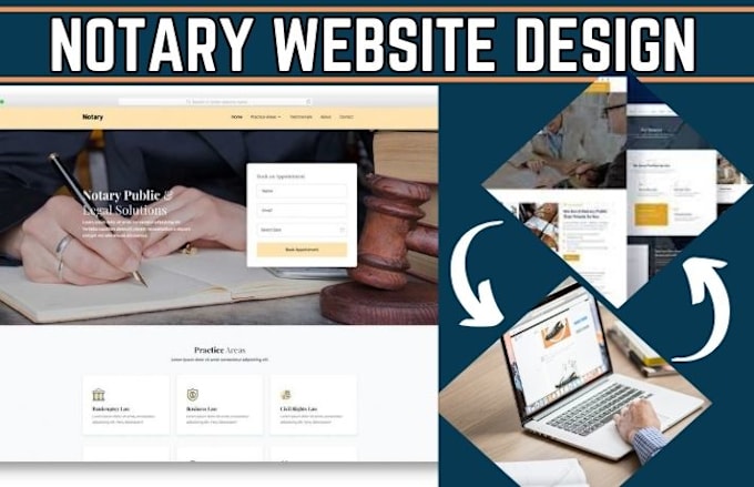 Gig Preview - Design notary website, notary landing page, notary logo