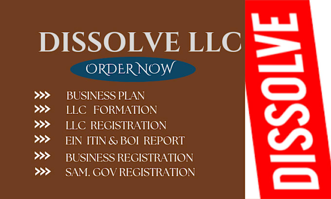 Gig Preview - Do dissolve llc, llc registration sam gov, itin, ein for US and other counties