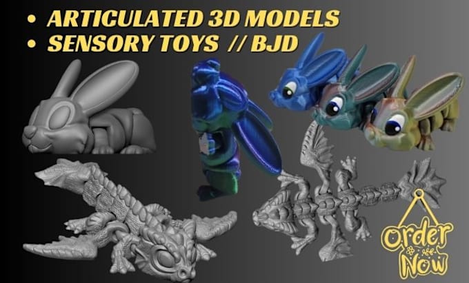 Gig Preview - Sculpt 3d articulated model 3d bjd doll 3d flexi toys pets stl for 3d printing