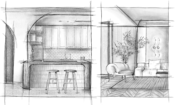 Gig Preview - Do hand sketch on architectural interior exterior perspective