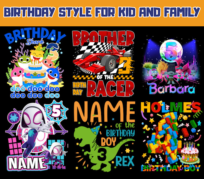 Gig Preview - Design custom birthday theme shirt for your kid and family