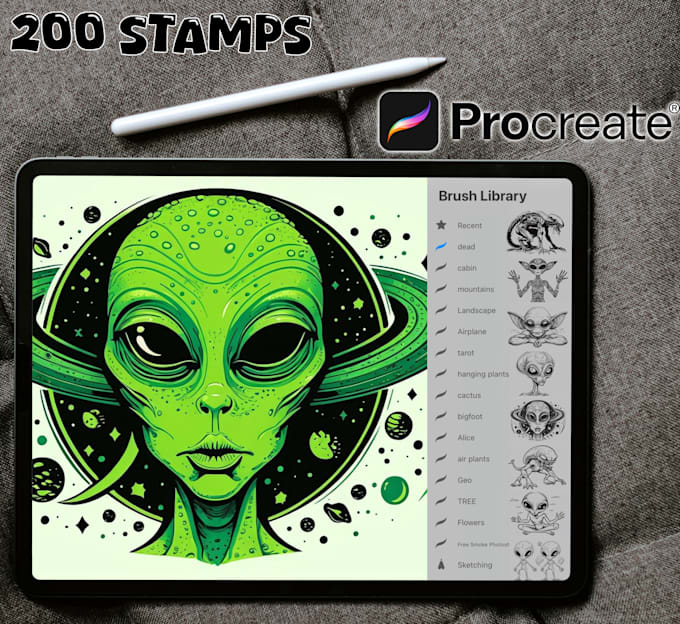 Gig Preview - Create custom procreate stamp pack with 200 brushes