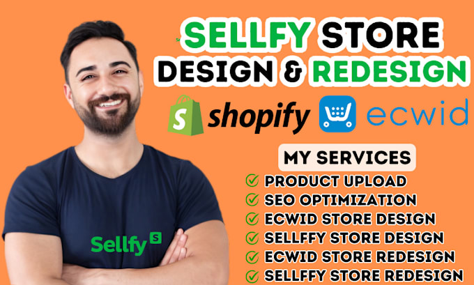 Gig Preview - Do sellfy, shopify store design and redesign build website on ecwid, big cartel