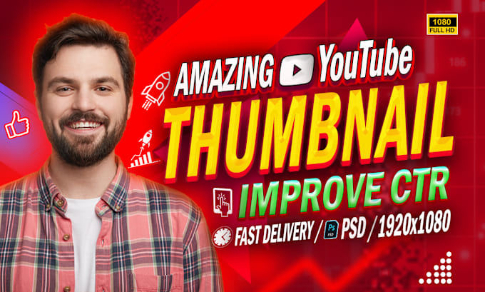 Gig Preview - Design custom amazing clickbaite eye catchy youtube thumbnail