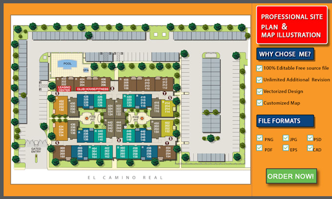 Gig Preview - Create real estate site plan master plan map illustration