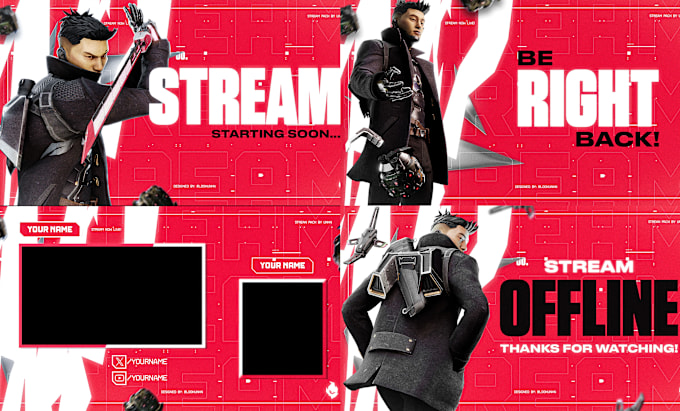 Gig Preview - Design twitch overlay, kick, twitch logo, screen panels