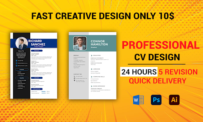 Gig Preview - Create attractive professional amazing cv design