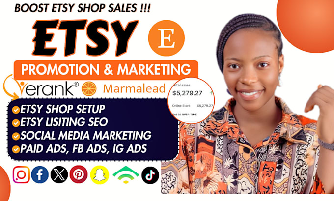 Gig Preview - Do etsy shop creation and etsy shop marketing, listing promotion to boost sales