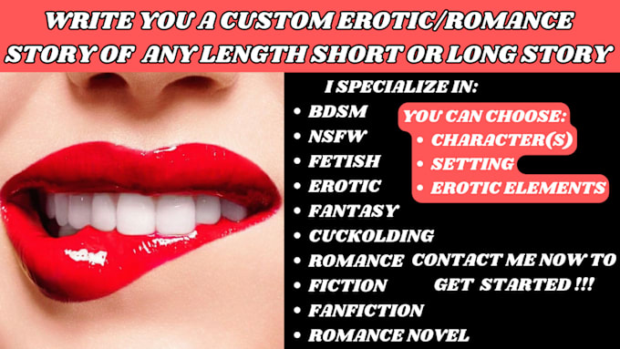 Gig Preview - Write a personalized erotic story, custom erotic story, romance story, kinky