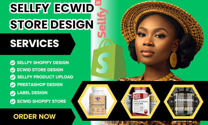 Gig Preview - Design sellfy shopify supliful store, bigcartel ecwid prestashop product upload