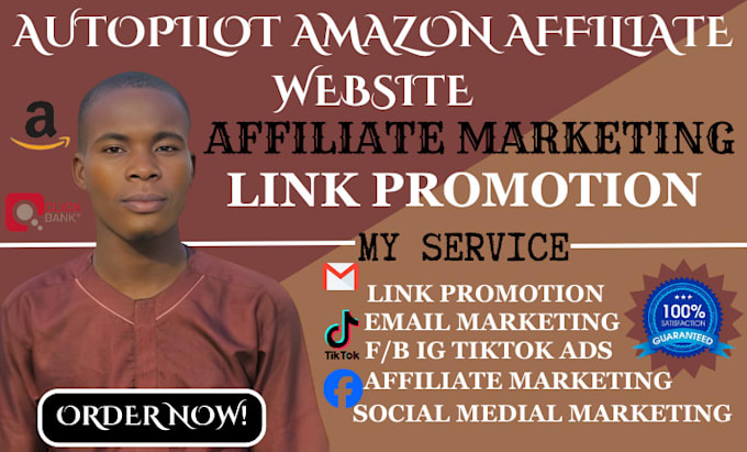 Gig Preview - Do autopilot amazon affiliate website affiliate marketing link promotion