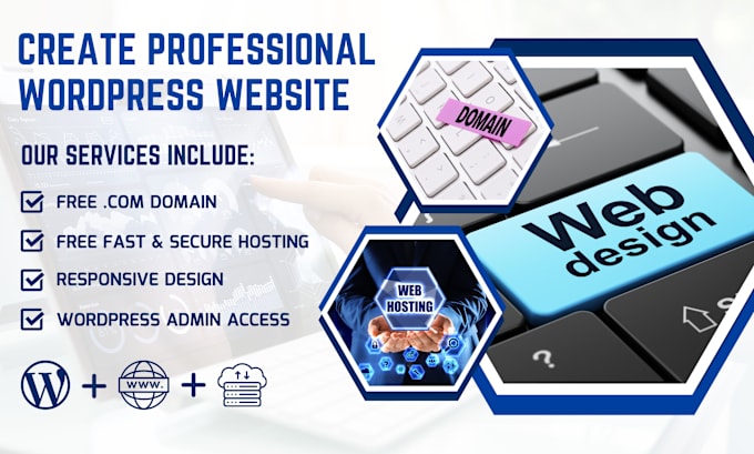 Gig Preview - Create full responsive wordpress website with free hosting and domain