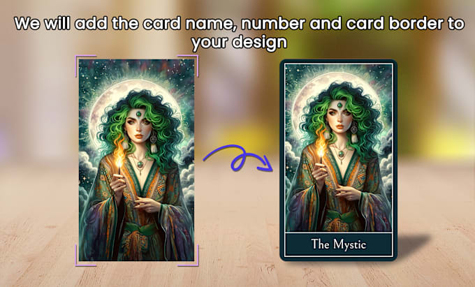 Gig Preview - Add name, number and border for your tarot, oracle cards