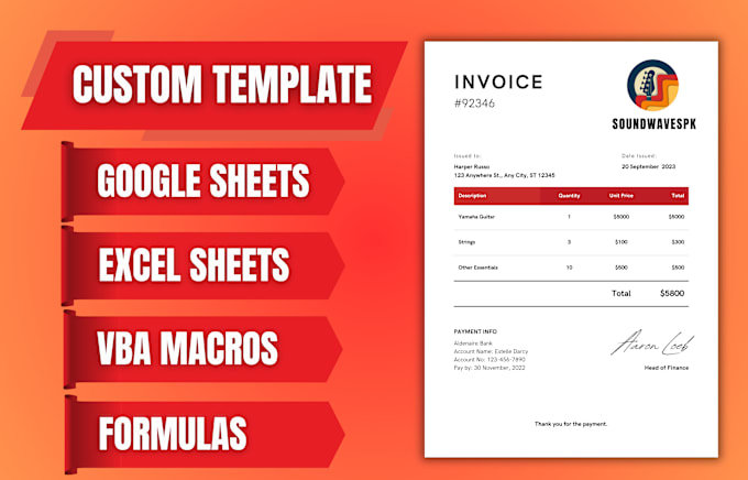 Gig Preview - Do custom template in excel and google sheets