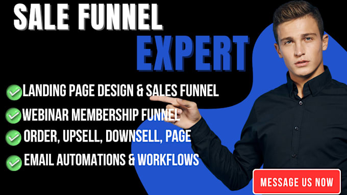 Gig Preview - Build sales funnel in system io clickfunnels landing page kajabi leadpages