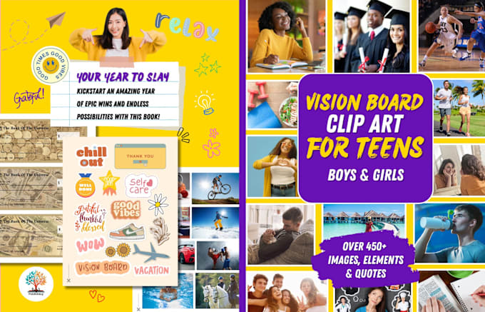 Gig Preview - Design a personalized vision board clip art book for amazon KDP in 2025