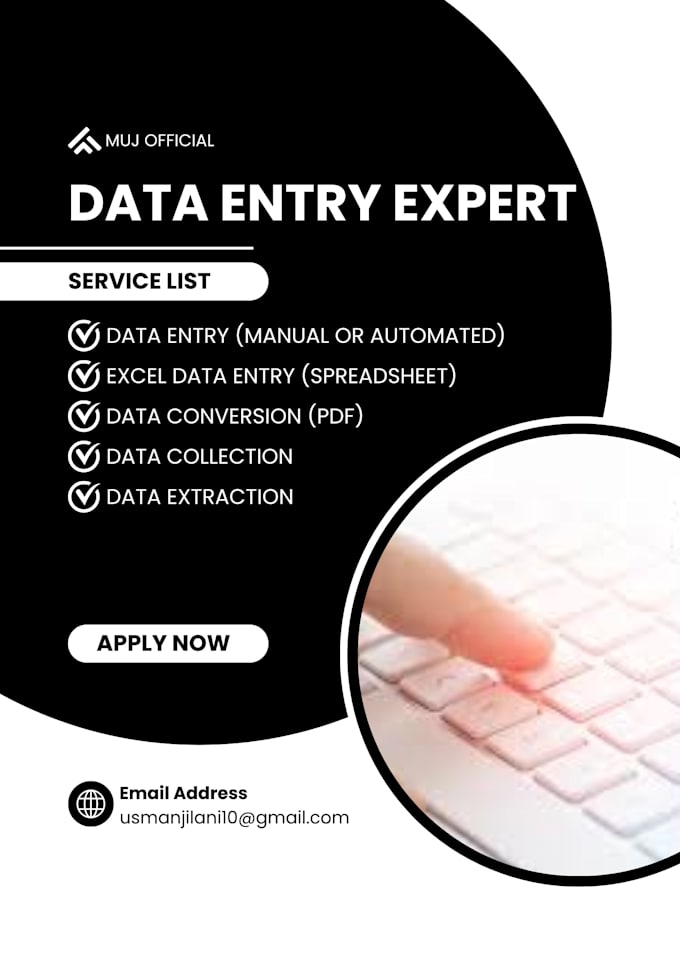 Gig Preview - Do data entry service you need