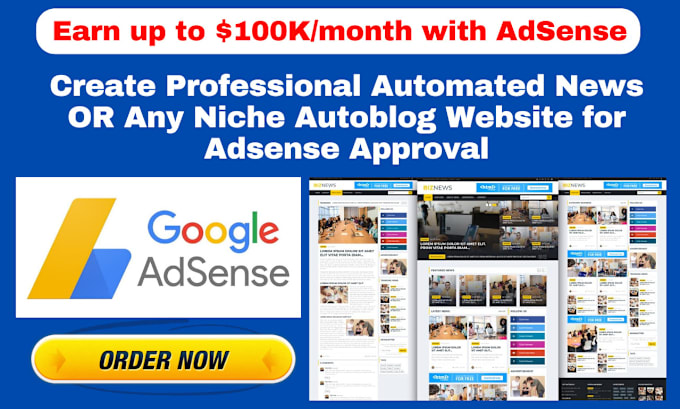 Gig Preview - Create wordpress auto blog or automated news website for adsense approval