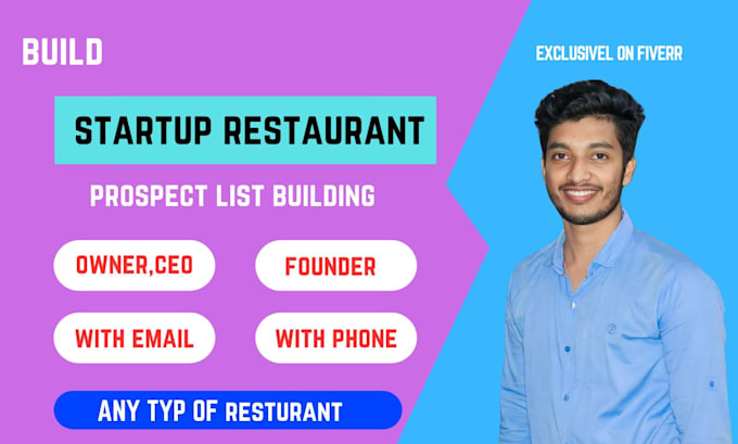 Gig Preview - Do startup  restaurant contact list, with email and phone, owner, manager