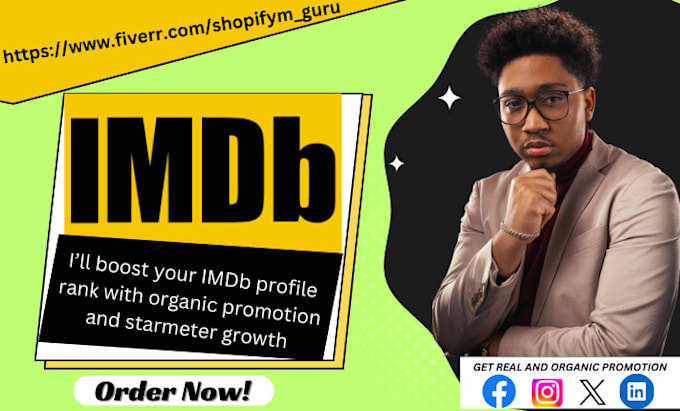 Gig Preview - Promote your imdb profile page and improve starmeter rank with organic promotion