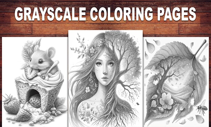 Gig Preview - Create professional grayscale coloring pages for adults