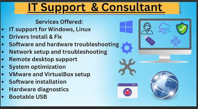 Gig Preview - Provide expert IT support and troubleshooting for windows, linux