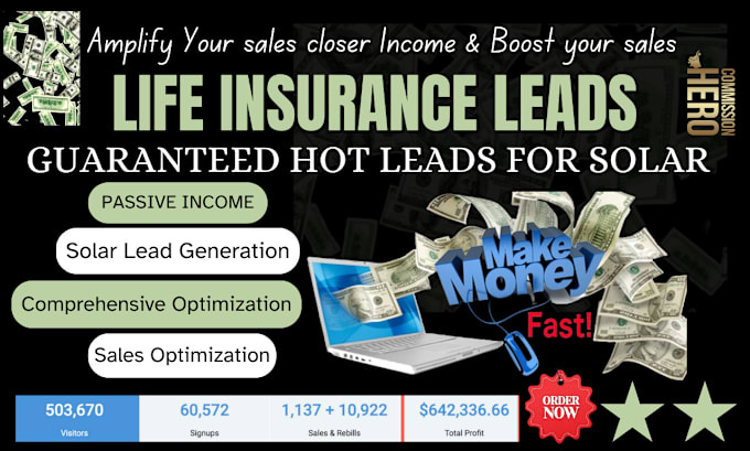 Gig Preview - Boost hot solar leads, sales closer, clean house leads, life insurance leads