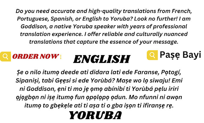 Bestseller - translate french portuguese spanish english to yoruba any language of yours