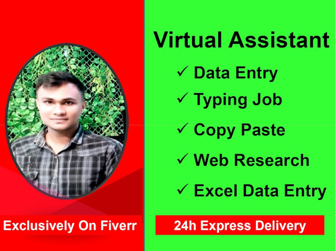 Gig Preview - Be your virtual assistant for data entry, web research, type