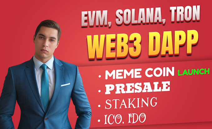 Gig Preview - Develop meme coin ico, presale, staking, launchpad dapp on ethereum solana tron