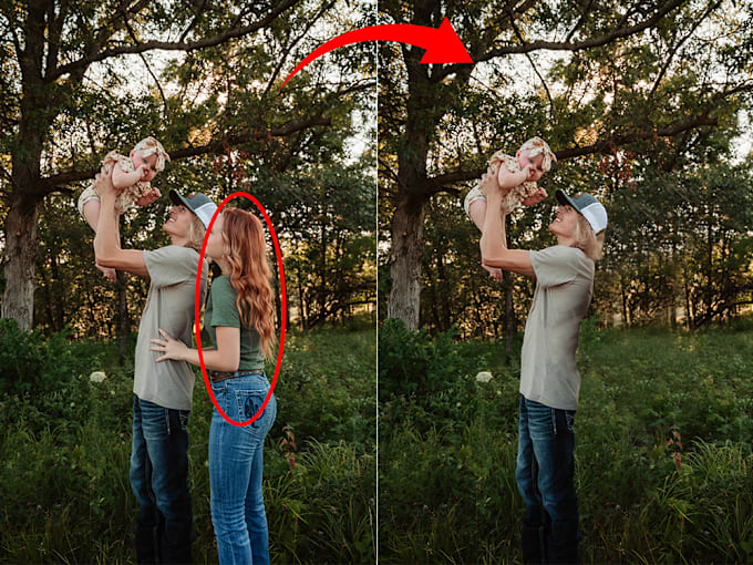 Gig Preview - Add, remove person, object, edit photo background in photoshop