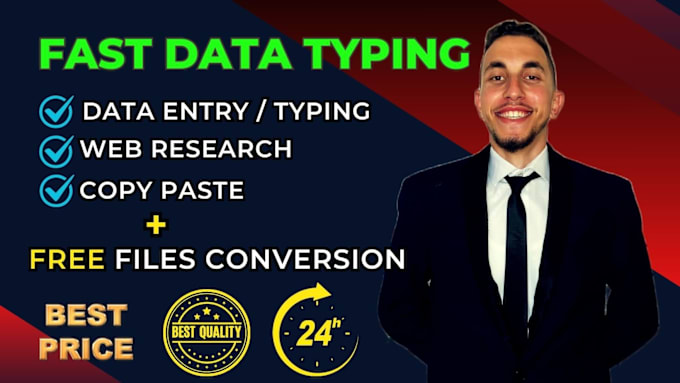 Gig Preview - Master data typing, data entry, copy paste and web research