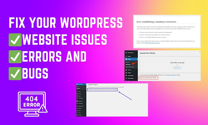 Gig Preview - Fix your wordpress website issues errors and bugs