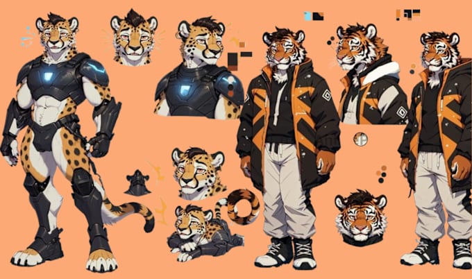 Gig Preview - Draw custom furry art furry reference sheet,fursona character design