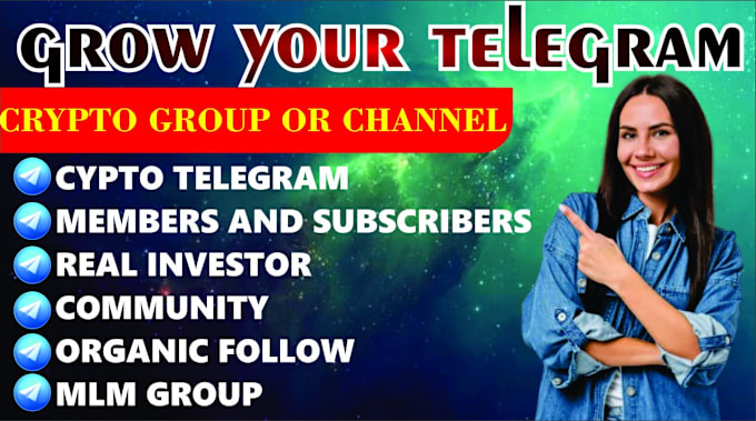 Gig Preview - Grow crypto telegram promotion, mlm, nft, bitcoin, telegram subscriber promotion