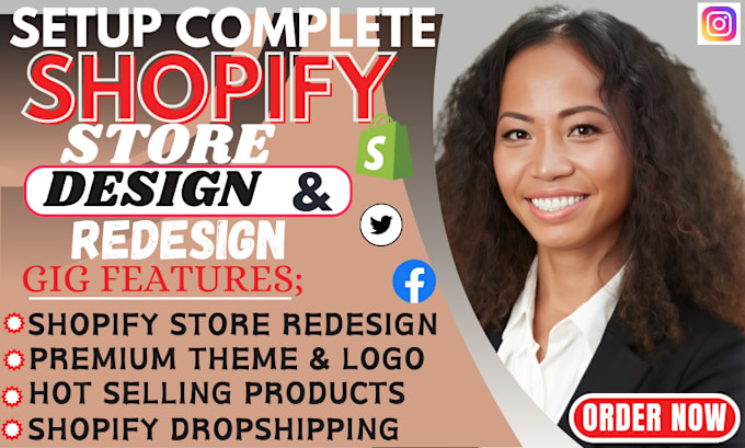 Gig Preview - Design, redesign shopify store, shopify dropshipping store, shopify website