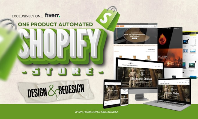 Gig Preview - Build shopify digital products store, shopify website, online course, ebook