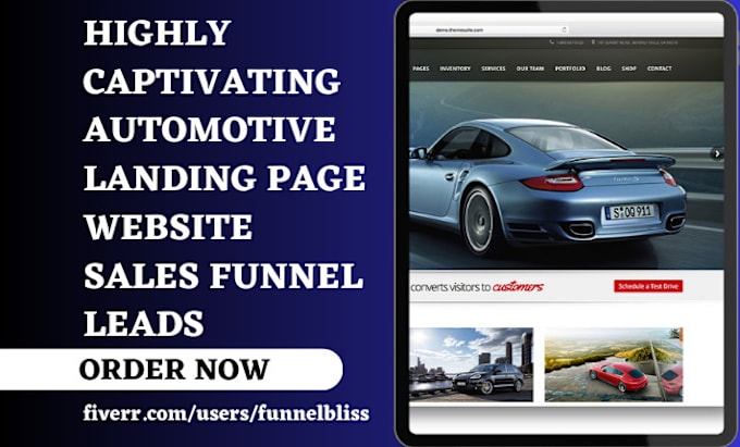 Gig Preview - Automotive landing page auto sales website car sales sales funnel car leads