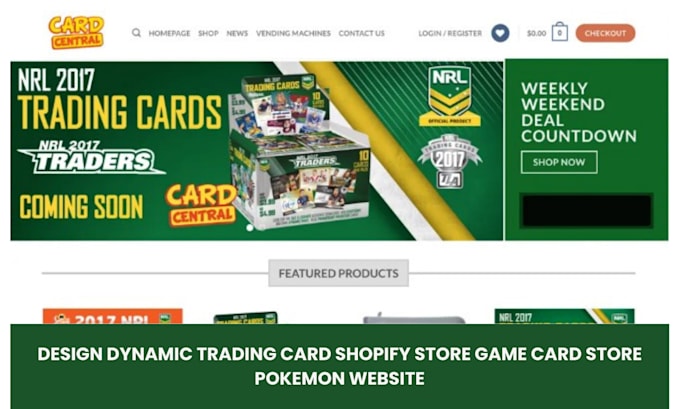 Gig Preview - Design dynamic trading card shopify store game card store pokémon website