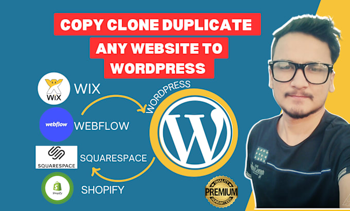 Gig Preview - Convert transfer or clone wix, squarespace, weebly, webflow to wordpress website