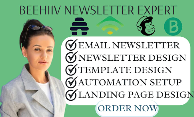 Gig Preview - Design beehive landing page beehiiv email newsletter setup beehiiv account