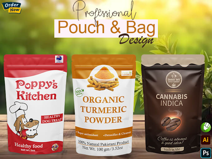 Gig Preview - Do modern pouch design, food pouch design, tea pouch design